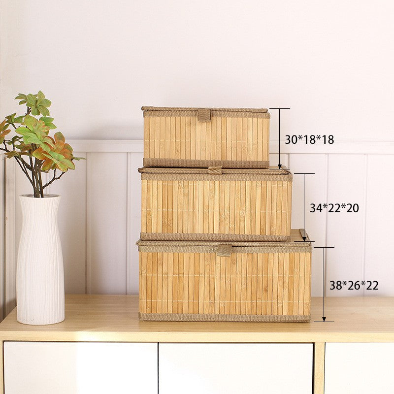 3 Paniers de Rangement Pliables en Bambou