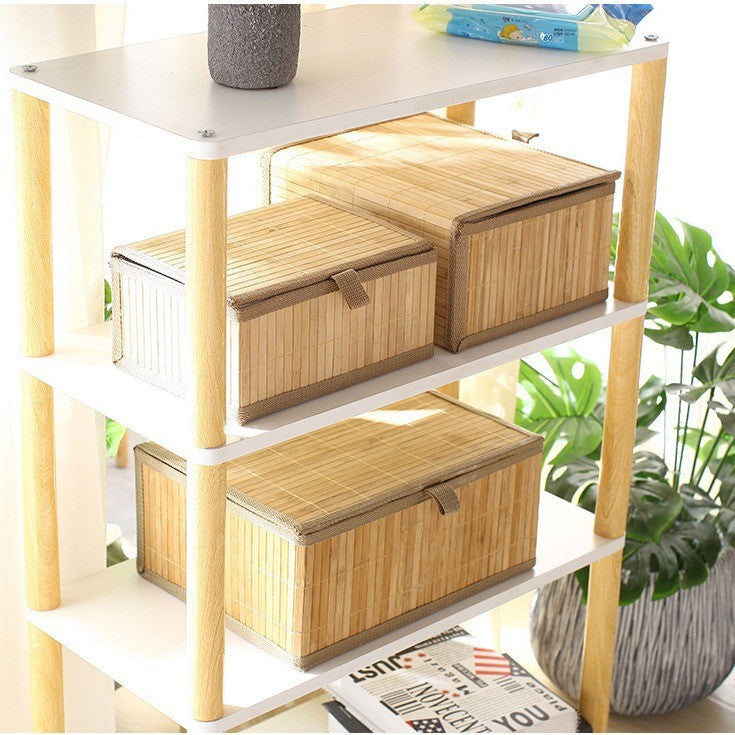 3 Paniers de Rangement Pliables en Bambou