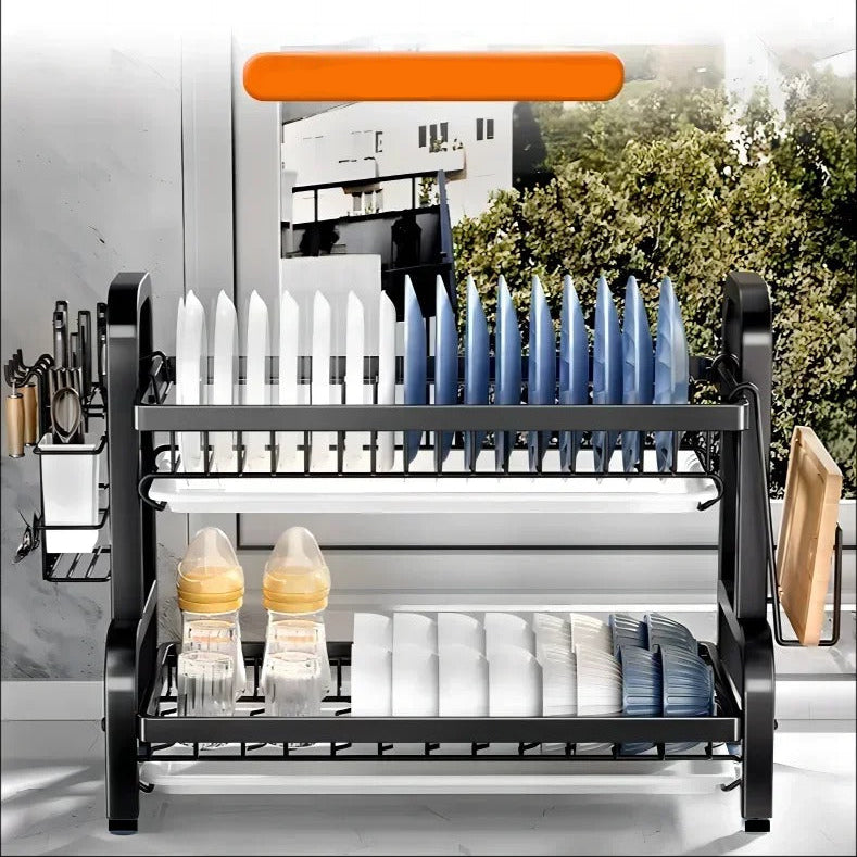 Égouttoir à Vaisselle 2 Niveaux en Acier Inoxydable
