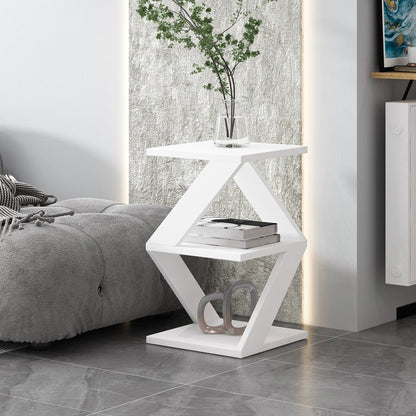 Table d'appoint Tulpe OS – Blanc & Noyer