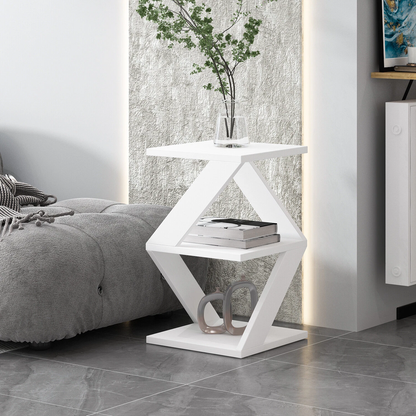 Table d'appoint Tulpe OS – Blanc & Noyer