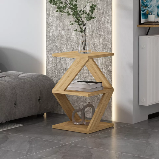 Table d'appoint Tulpe OS – Blanc & Noyer