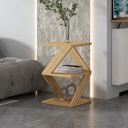 Table d'appoint Tulpe OS – Blanc & Noyer