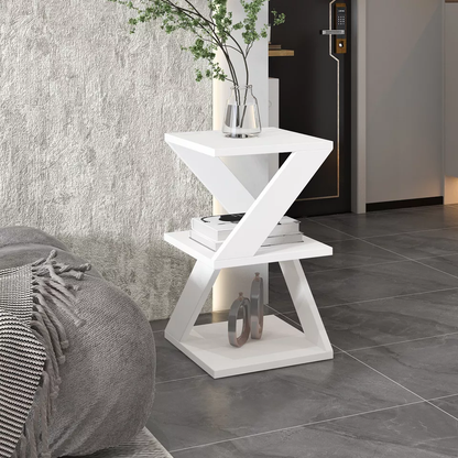 Table d'appoint Tulpe OS – Blanc & Noyer